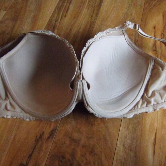 NATORI Beige Feathers Plunge T-Shirt Underwire Bra size 36G - Picture 4 of 5
